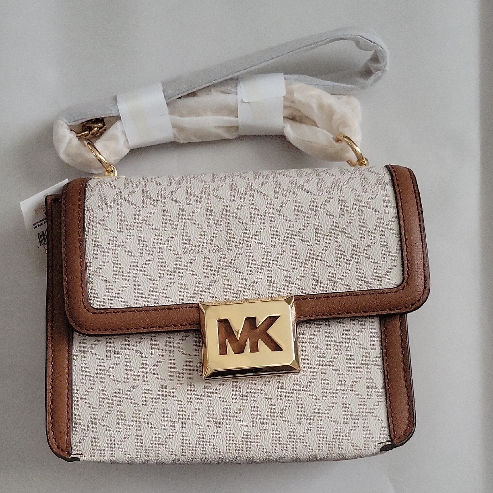 Michael Kors Sonia Vanilla Crossbody Bag with Monogram Print